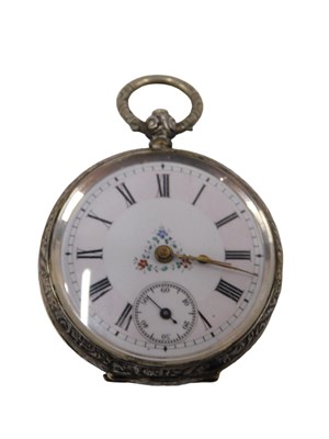 Lot 533 - A 20thC fob watch, with white enamel Roman...