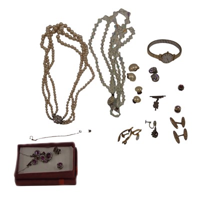 Lot 443 - Assorted costume jewellery, comprising gold...