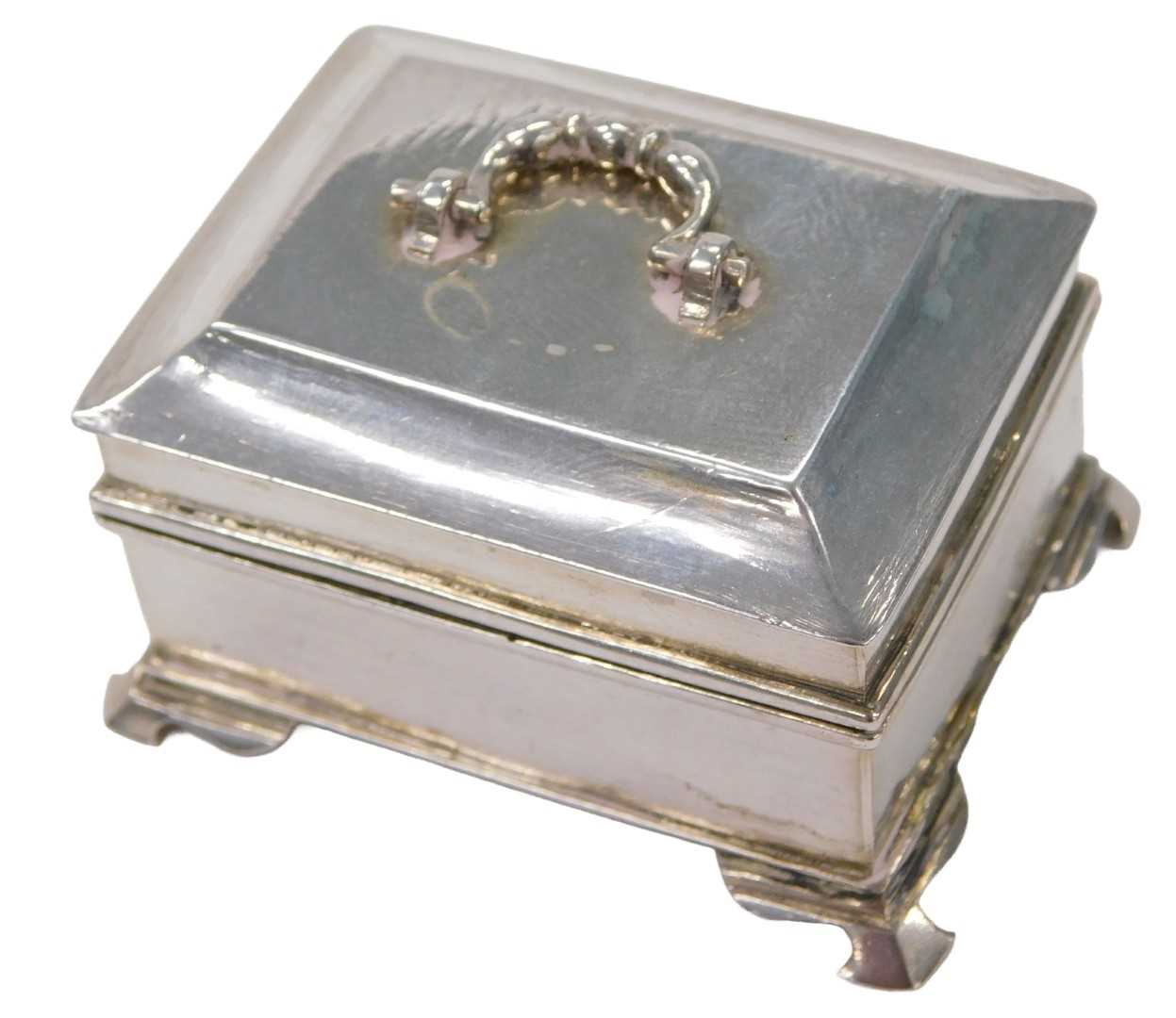 Lot 29 - A Dutch silver miniature of a tea caddy, with