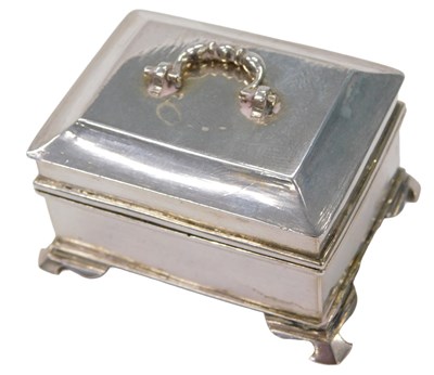 Lot 29 - A Dutch silver miniature of a tea caddy, with...
