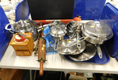 Lot 2112 - Stainless steel saucepans, together with a...