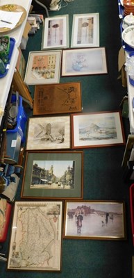 Lot 2130 - Pictures and prints, to include a map of...