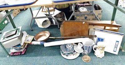 Lot 2142 - A copper warming pan, collapsible occasional...