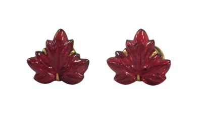 Lot 774 - A pair of Peking glass earrings, each with...