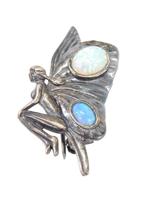 Lot 788 - A pixie brooch, the wings set with fire opal...