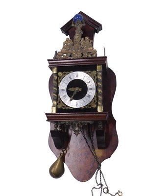 Lot 875 - A mahogany drop dial wall clock, the gilt and...