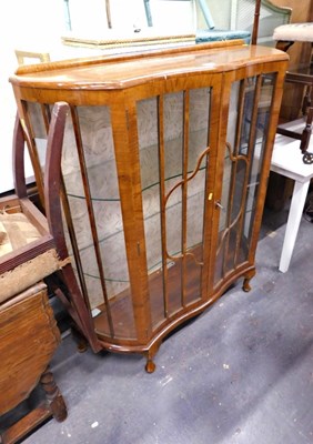 Lot 1533 - A 20thC walnut display cabinet, 126cm high,...