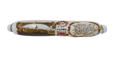 Lot 711 - A Victorian opaque glass rolling pin, with...