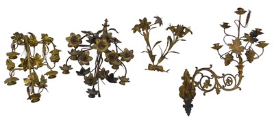 Lot 810 - A late 19thC gilt metal wall light and fitting,...
