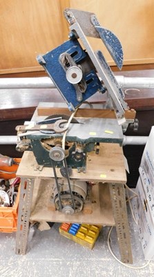 Lot 1588 - A circular saw table, with guard, etc....