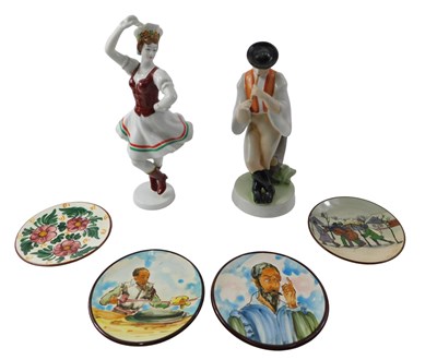 Lot 843 - Two Hollohaza Hungarian porcelain figures,...