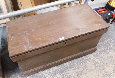 Lot 1604 - A stained pine tool chest, the hinged lid...