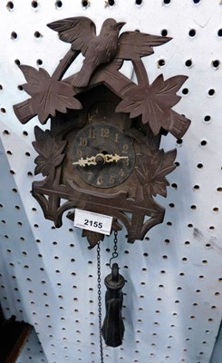 Lot 2155 - A miniature 20thC Vienna wall clock, 20cm high.