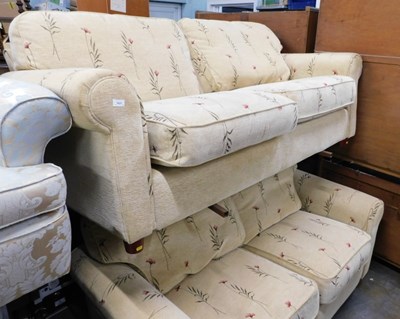Lot 1621 - A pair of two seater sofas, upholstered with...