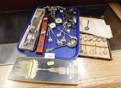 Lot 2165 - A group of silver plated cutlery, souvenir...