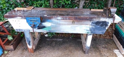 Lot 1665 - A workbench, with two vice attachments, 84cm...