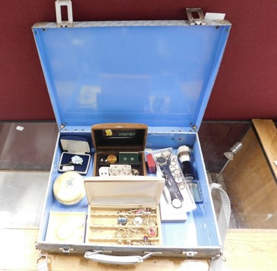 Lot 2196 - A tin carry case, and contents of costume...