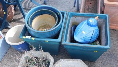 Lot 1683 - A group of turquoise and blue glaze pots, to...