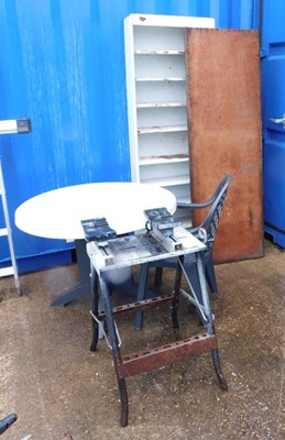 Lot 1688 - A plastic garden table, together with a chair,...
