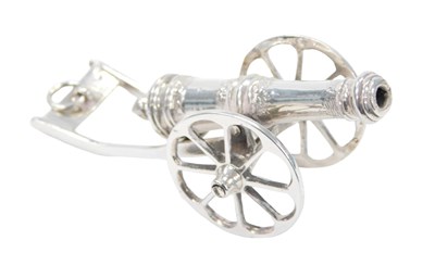 Lot 50 - A Dutch silver miniature model of a cannon,...