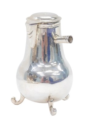 Lot 193 - A Dutch silver miniature of a coffee pot, with...