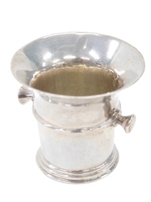 Lot 196 - A Dutch silver miniature mortar, 2.7cm high,...