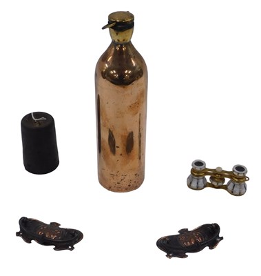 Lot 939 - A late 19th/early 20thC copper and brass flask,...
