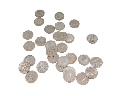 Lot 977 - Various part silver and nickel silver sixpences.