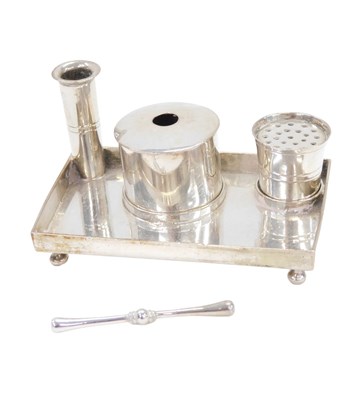 Lot 203 - A Dutch silver miniature rectangular inkstand,...