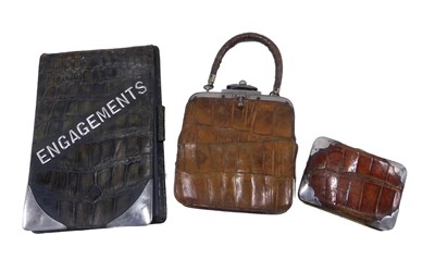 Lot 990 - A leather and silver mounted personal...