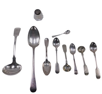 Lot 995 - A 19thC silver tablespoon, a teaspoon, and a...