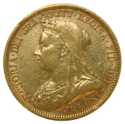 Lot 3 - A Queen Victoria veiled head gold sovereign,...