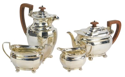 Lot 7 - A George V silver four piece tea set,...