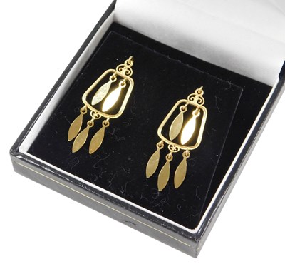 Lot 207 - A pair of Middle Eastern style earrings, in an...