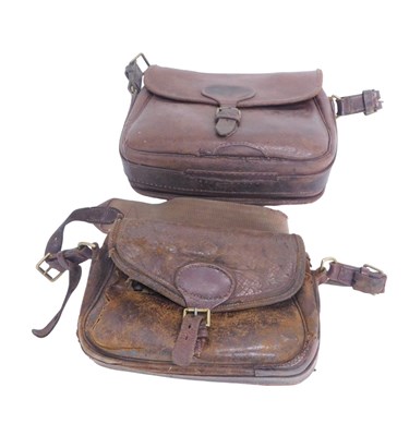 Lot 1091 - Two leather hunting bags. (AF)