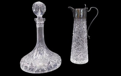 Lot 1098 - A cut glass claret jug, with silver plated...