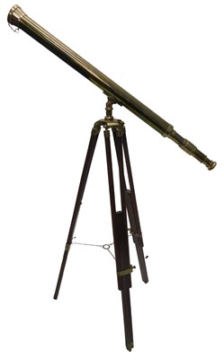 Lot 1047 - A reproduction brass telescope, on turned...