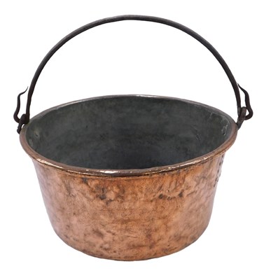 Lot 1052 - A copper preserve pan, with zinc interior and...