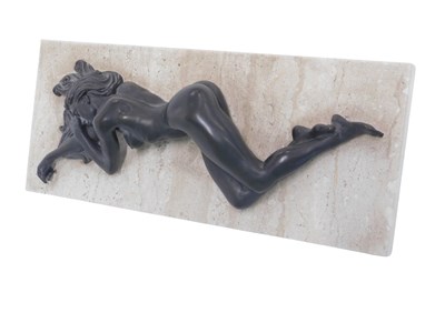 Lot 1100 - A bronzed resin figure of a sleeping nude,...