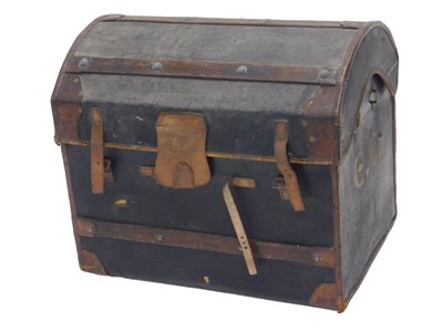 Lot 1053 - A late 19thC canvas, wood and leather domed...