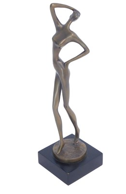 Lot 1102 - A bronze nude female figure, on ebonised base,...