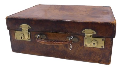 Lot 1059 - A brown leather and brass vintage case, 46cm...
