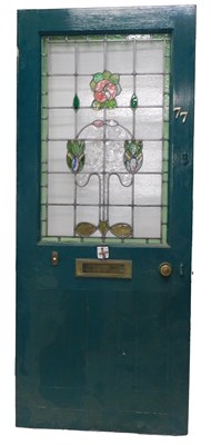 Lot 1144 - An Edwardian painted and panelled door, inset...