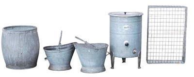 Lot 1129 - A galvanised dolly tub, with ribbed decoration,...