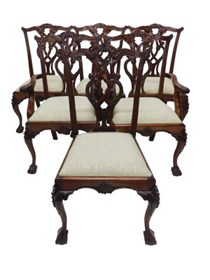 Lot 1138 - A set of six mahogany dining chairs, in...