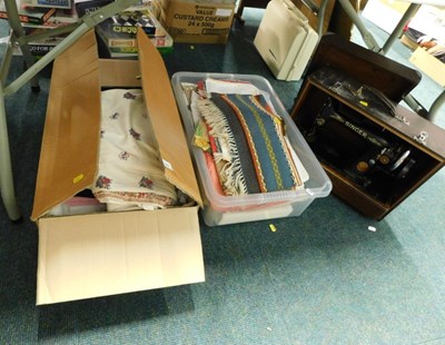 Lot 2262 - Material and vintage clothing, tablecloths,...