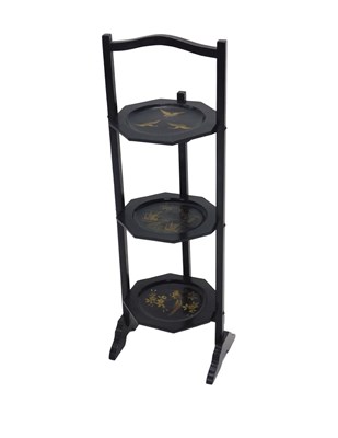 Lot 1175 - An early 20thC ebonised and Japanned three...