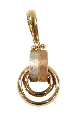Lot 420 - A 9ct three colour gold pendant, in a...