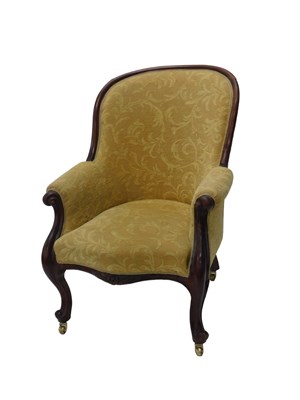 Lot 1190 - A Victorian mahogany show frame armchair,...