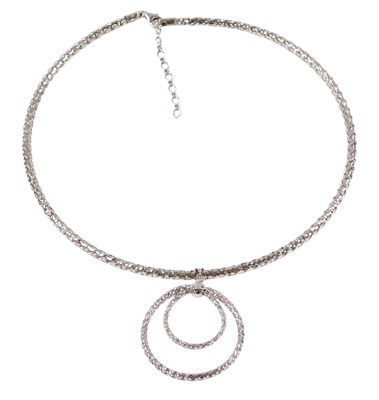 Lot 416 - A 9ct white gold snake link choker, on a...